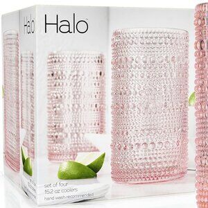 "Vintage Elegance: Glaver's Pink Hobnail Drinking Glasses Set"